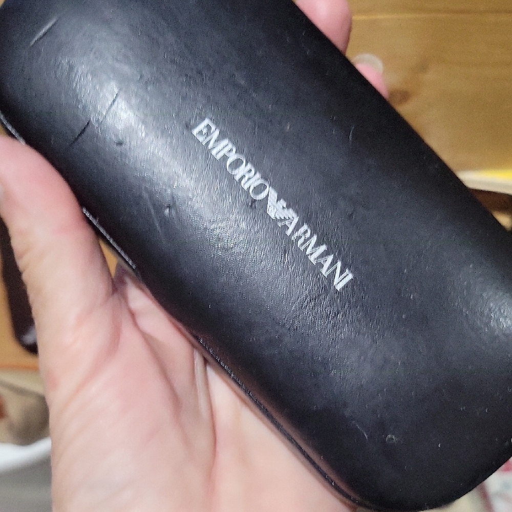 Emporio Armani Black Leather Eyeglass Case